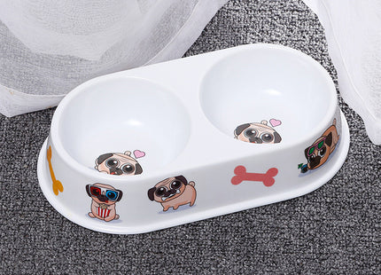 Comedero Plato Doble Plástico Para Mascotas