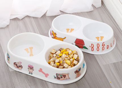 Comedero Plato Doble Plástico Para Mascotas
