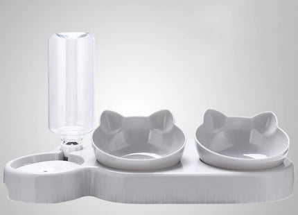 Plato Comedero Doble Con Dispensador De Agua 500 ml