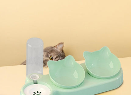 Plato Comedero Doble Con Dispensador De Agua 500 ml