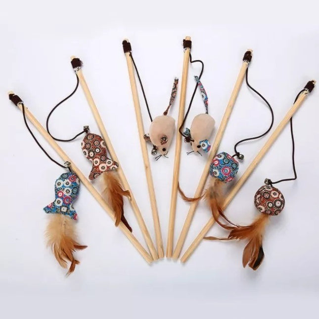 Juguete Para Gato Varita De Madera