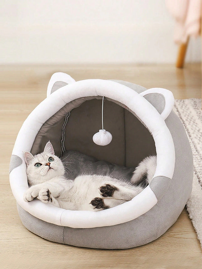 Cama Tipo Casa Semicerrada Para Gato