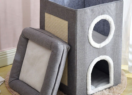 Casa Doble Con Rascador Para Gatos
