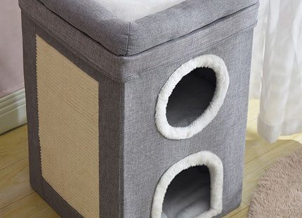 Casa Doble Con Rascador Para Gatos