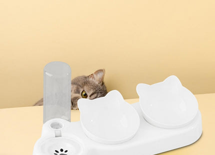Plato Comedero Doble Con Dispensador De Agua 500 ml