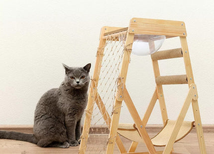 Torre De Madera Con Cama Y Rascador Para Gatos