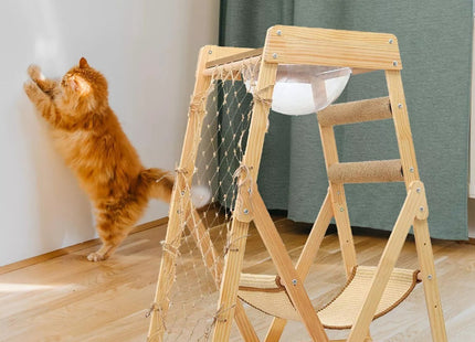 Torre De Madera Con Cama Y Rascador Para Gatos