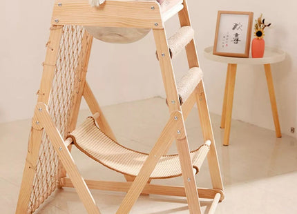 Torre De Madera Con Cama Y Rascador Para Gatos