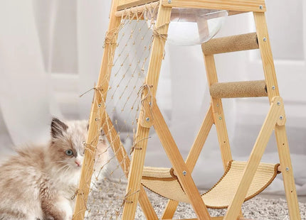 Torre De Madera Con Cama Y Rascador Para Gatos