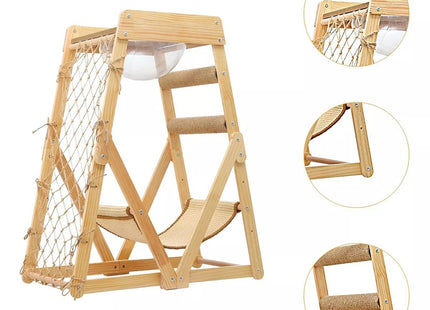Torre De Madera Con Cama Y Rascador Para Gatos
