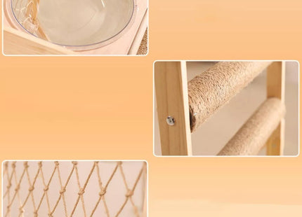 Torre De Madera Con Cama Y Rascador Para Gatos