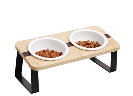 Plato Elevado De Cerámica Y Madera