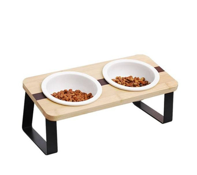 Plato Elevado De Cerámica Y Madera