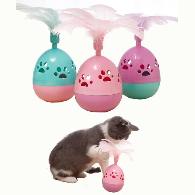 Juguete Para Gato Diseño De Huevo Con Pluma