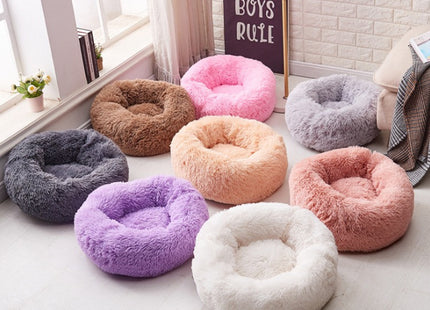 Cama Cucha Puff Redondo De Felpa Mascotas Perro Gato