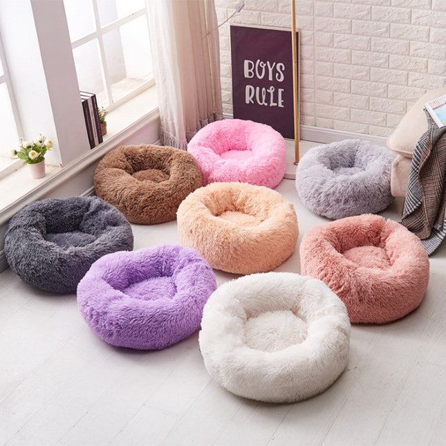 Cama Cucha Puff Redondo De Felpa Mascotas Perro Gato