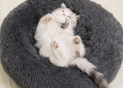 Cama Cucha Puff Redondo De Felpa Mascotas Perro Gato
