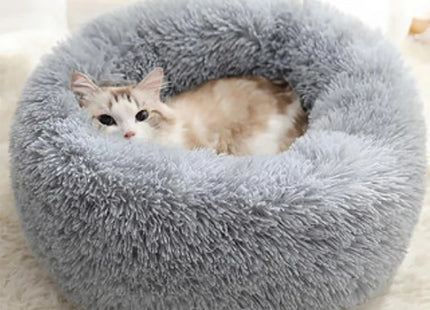 Cama Cucha Puff Redondo De Felpa Mascotas Perro Gato