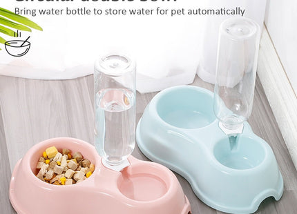 Plato doble con botella para perro o gato