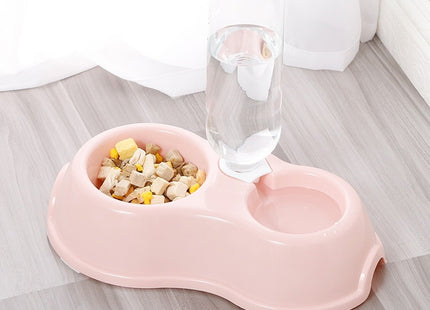 Plato doble con botella para perro o gato