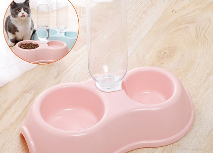 Plato doble con botella para perro o gato