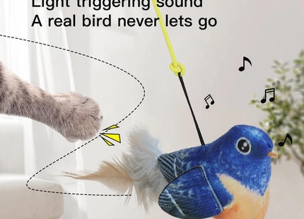 Juguete Interactivo Colgante para Gatos 🐱🐦 | Con Plumas y Movimiento
