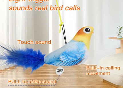 Juguete Interactivo Colgante para Gatos 🐱🐦 | Con Plumas y Movimiento