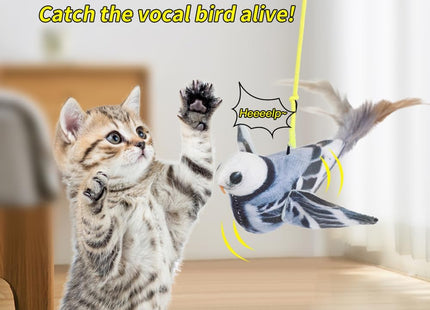 Juguete Interactivo Colgante para Gatos 🐱🐦 | Con Plumas y Movimiento
