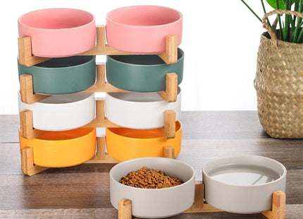 Plato de cerámica con base madera 850 ml