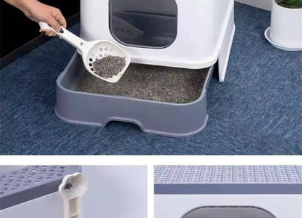 Baño cerrado para gato con bandeja extraíble y pala
