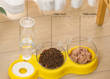 Plato Comedero doble con dispensador de agua
