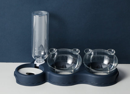 Plato Comedero doble con dispensador de agua