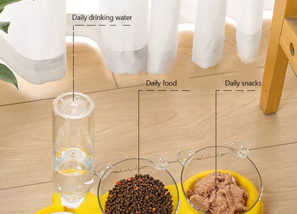 Plato Comedero doble con dispensador de agua