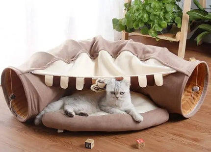 Juguete Túnel Y Casa Para Gato 2 en 1