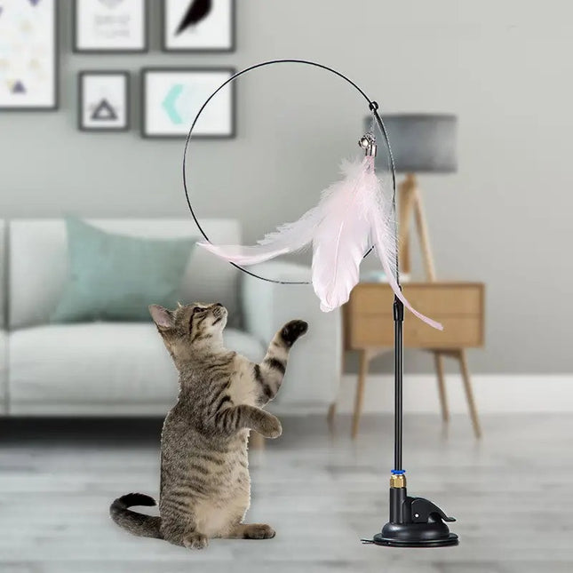 Juguete Interactivo Para Gato Con Plumas Y Ventosa