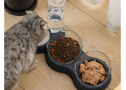 Plato Comedero doble con dispensador de agua