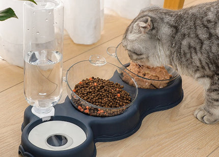 Plato Comedero doble con dispensador de agua