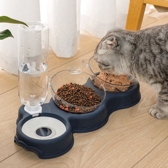 Plato Comedero doble con dispensador de agua