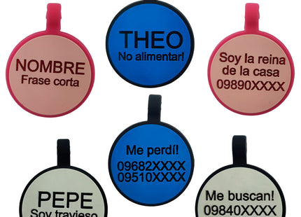 Chapita Identificatoria Redonda De Silicona Para Mascotas