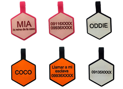 Chapita Identificatoria Hexagono De Silicona Para Mascotas