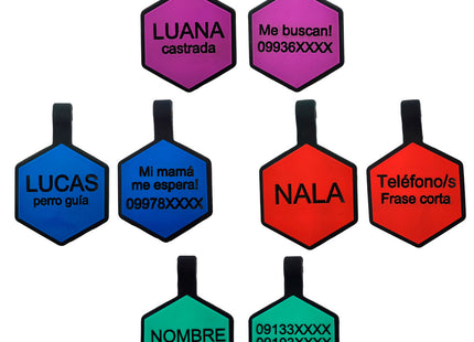 Chapita Identificatoria Hexagono De Silicona Para Mascotas
