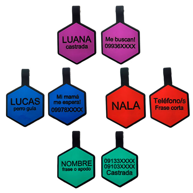 Chapita Identificatoria Hexagono De Silicona Para Mascotas