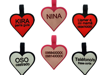 Chapita Identificatoria Corazón De Silicona Para Mascotas