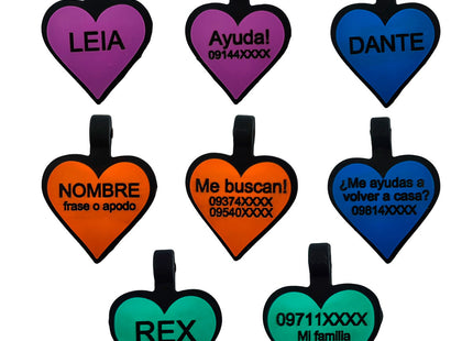 Chapita Identificatoria Corazón De Silicona Para Mascotas