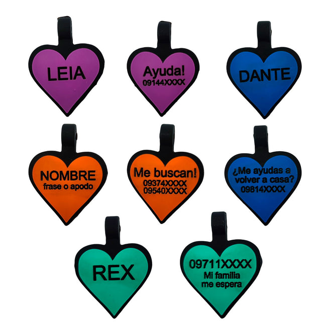 Chapita Identificatoria Corazón De Silicona Para Mascotas