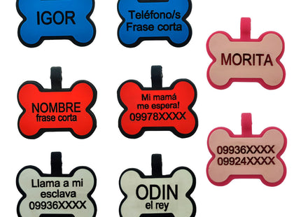 Chapita Identificatoria Hueso De Silicona Para Mascotas