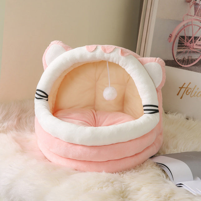 Cama Tipo Casa Semicerrada Para Gato