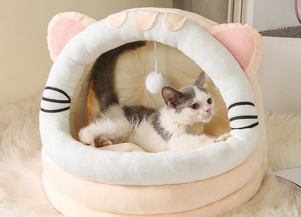 Cama Tipo Casa Semicerrada Para Gato