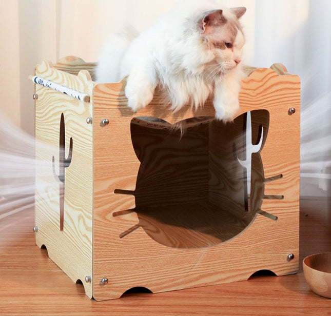 Cama De Madera Con Hamaca Para Gato