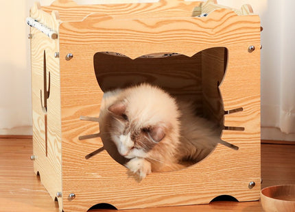 Cama De Madera Con Hamaca Para Gato